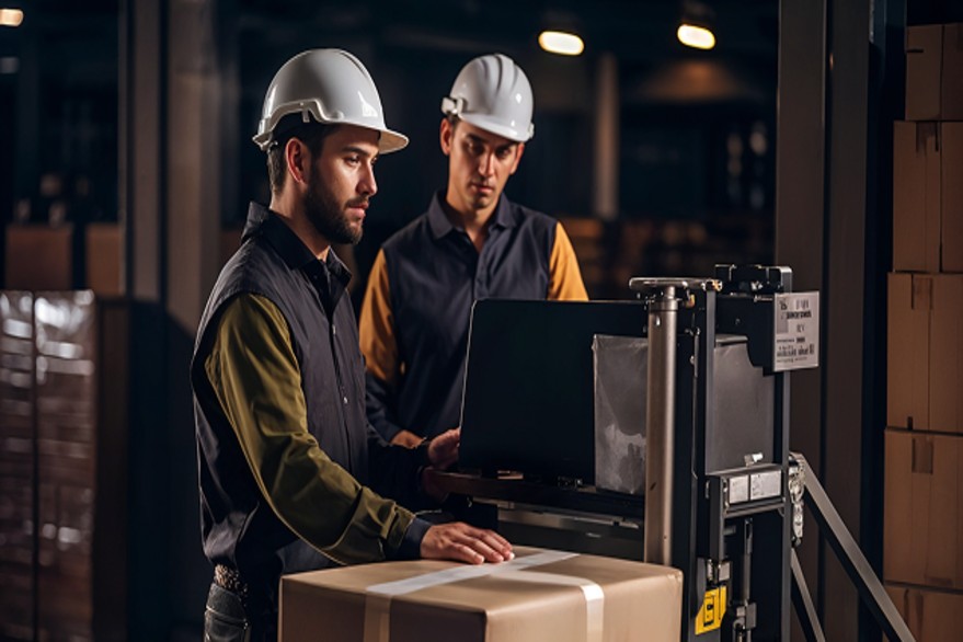 image of two people measuring weight of an item